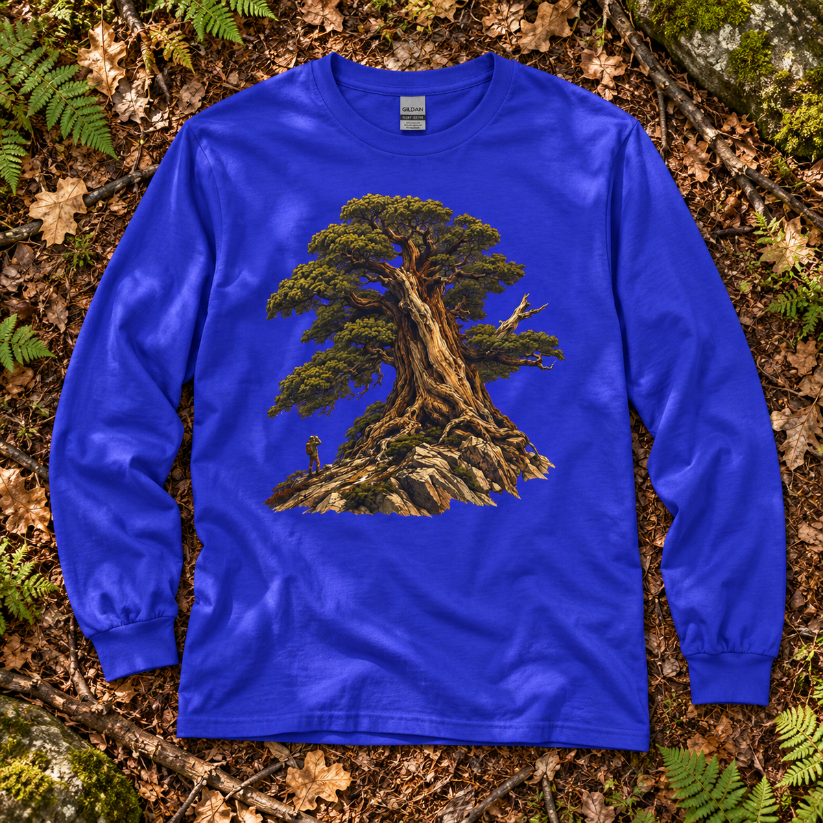Giant Tree, Little Man Version 5 Long Sleeve T-Shirt