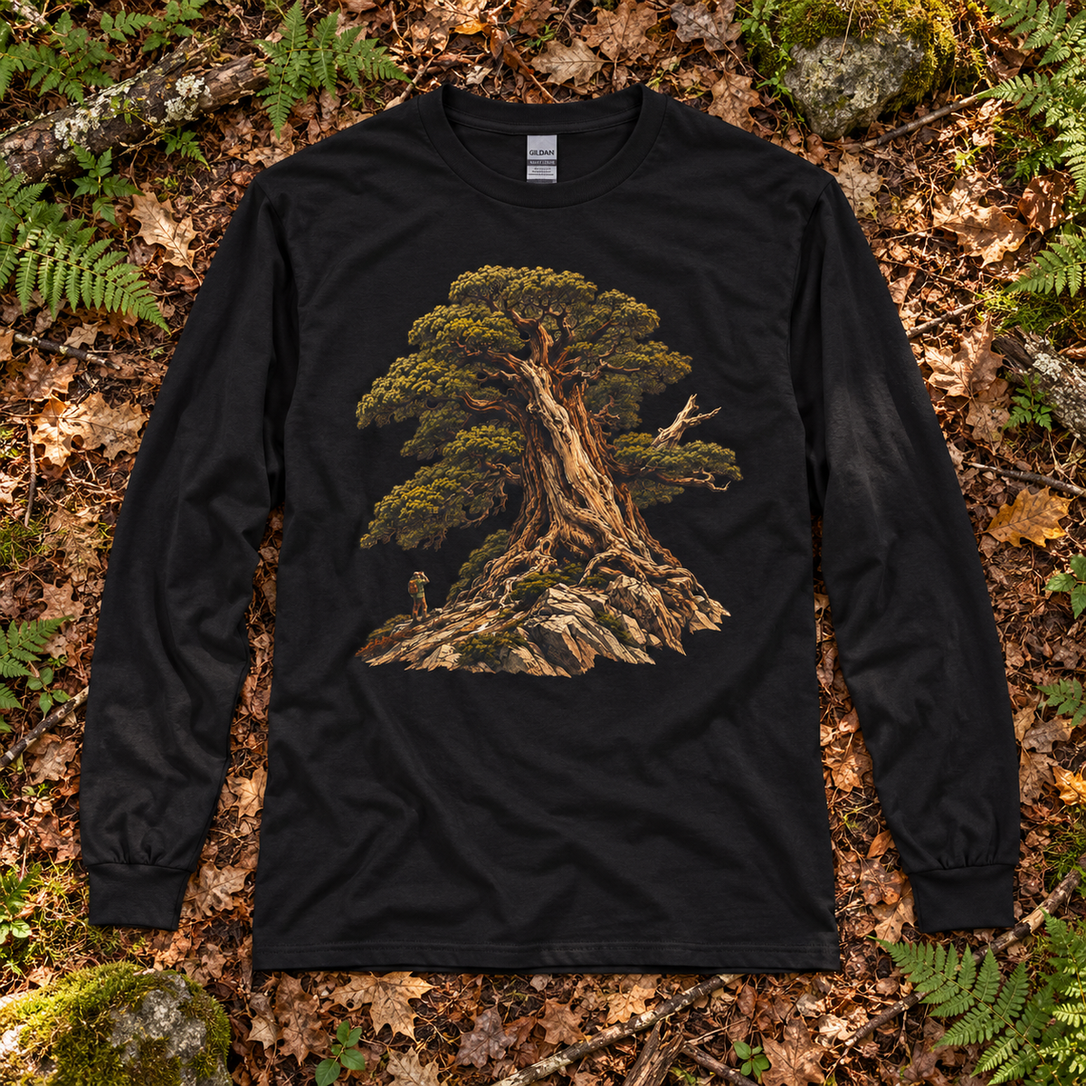Giant Tree, Little Man Version 5 Long Sleeve T-Shirt
