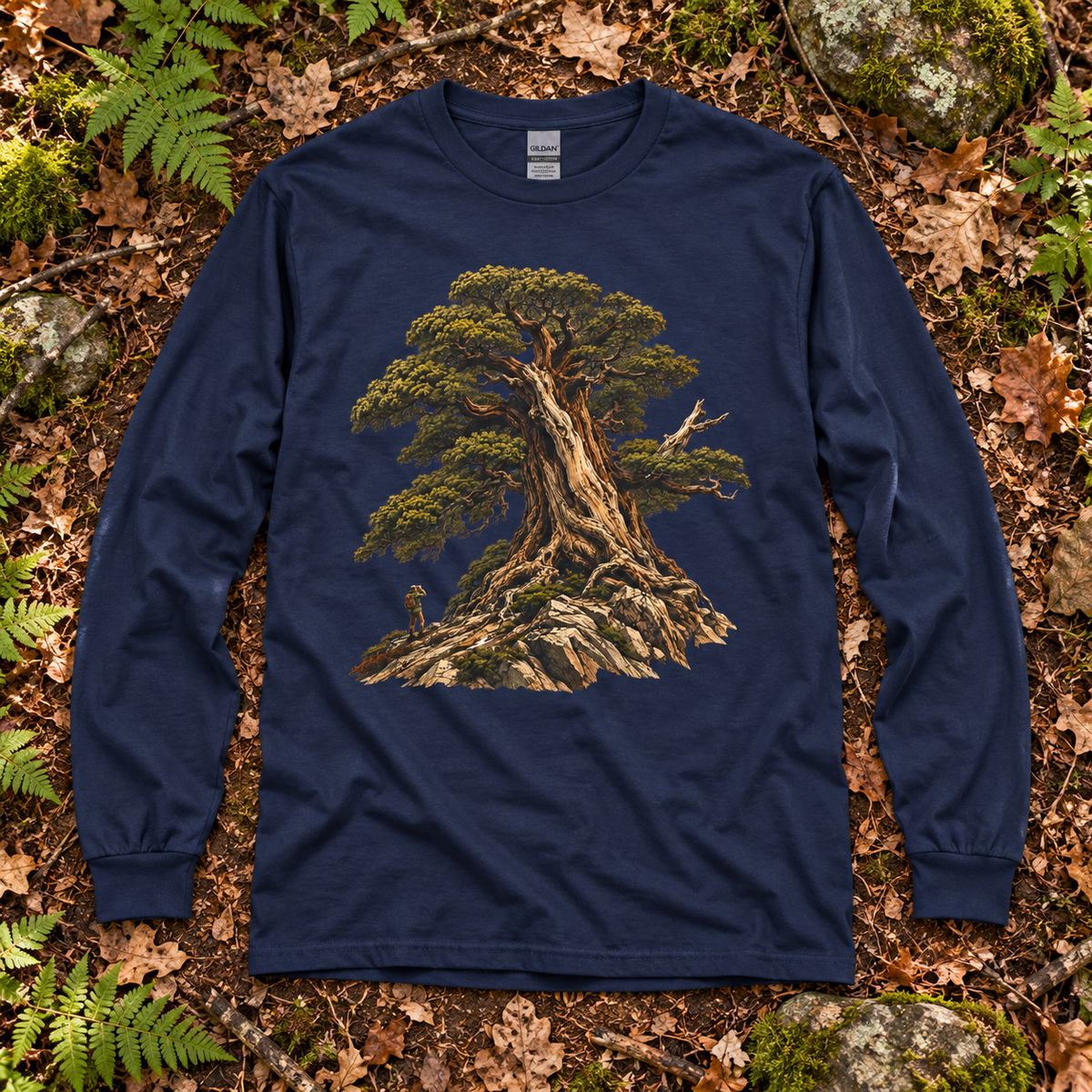 Giant Tree, Little Man Version 5 Long Sleeve T-Shirt