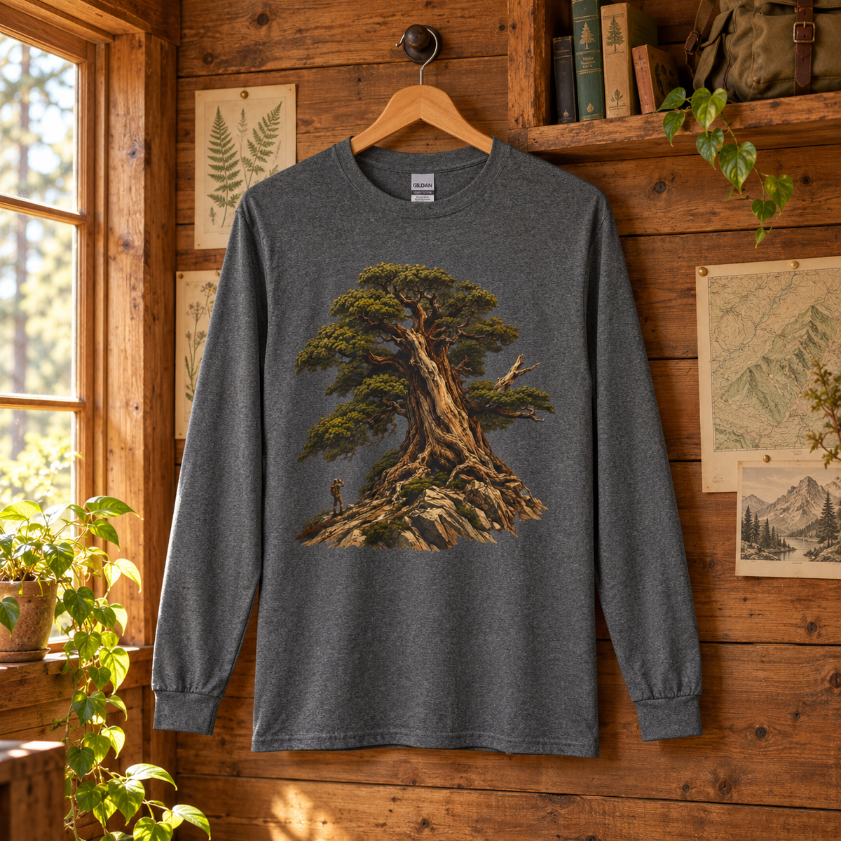 Giant Tree, Little Man Version 5 Long Sleeve T-Shirt