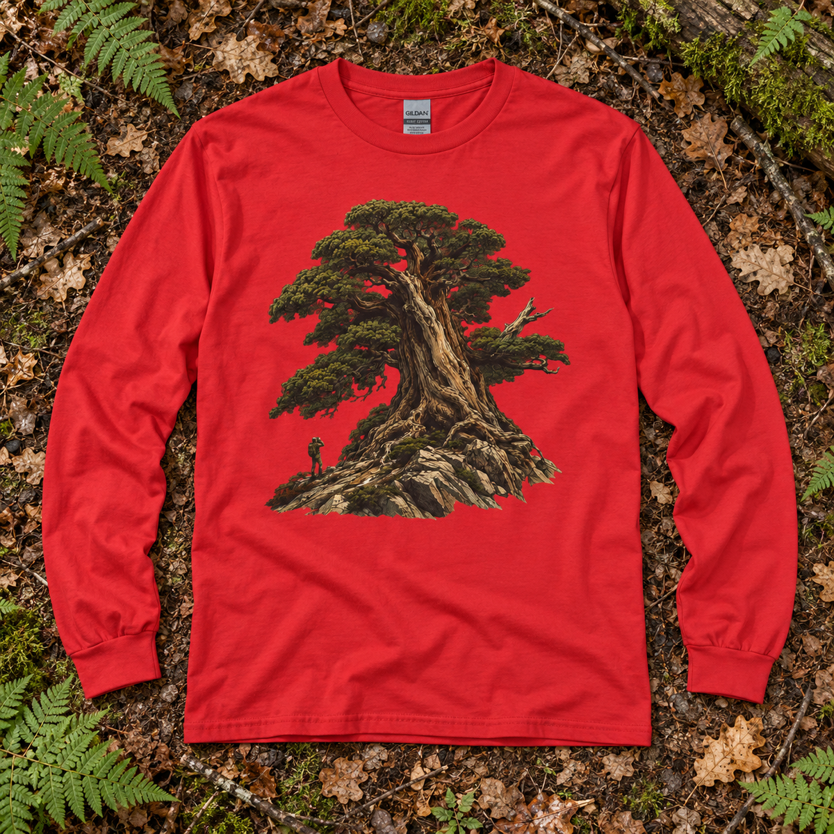 Giant Tree, Little Man Version 5 Long Sleeve T-Shirt