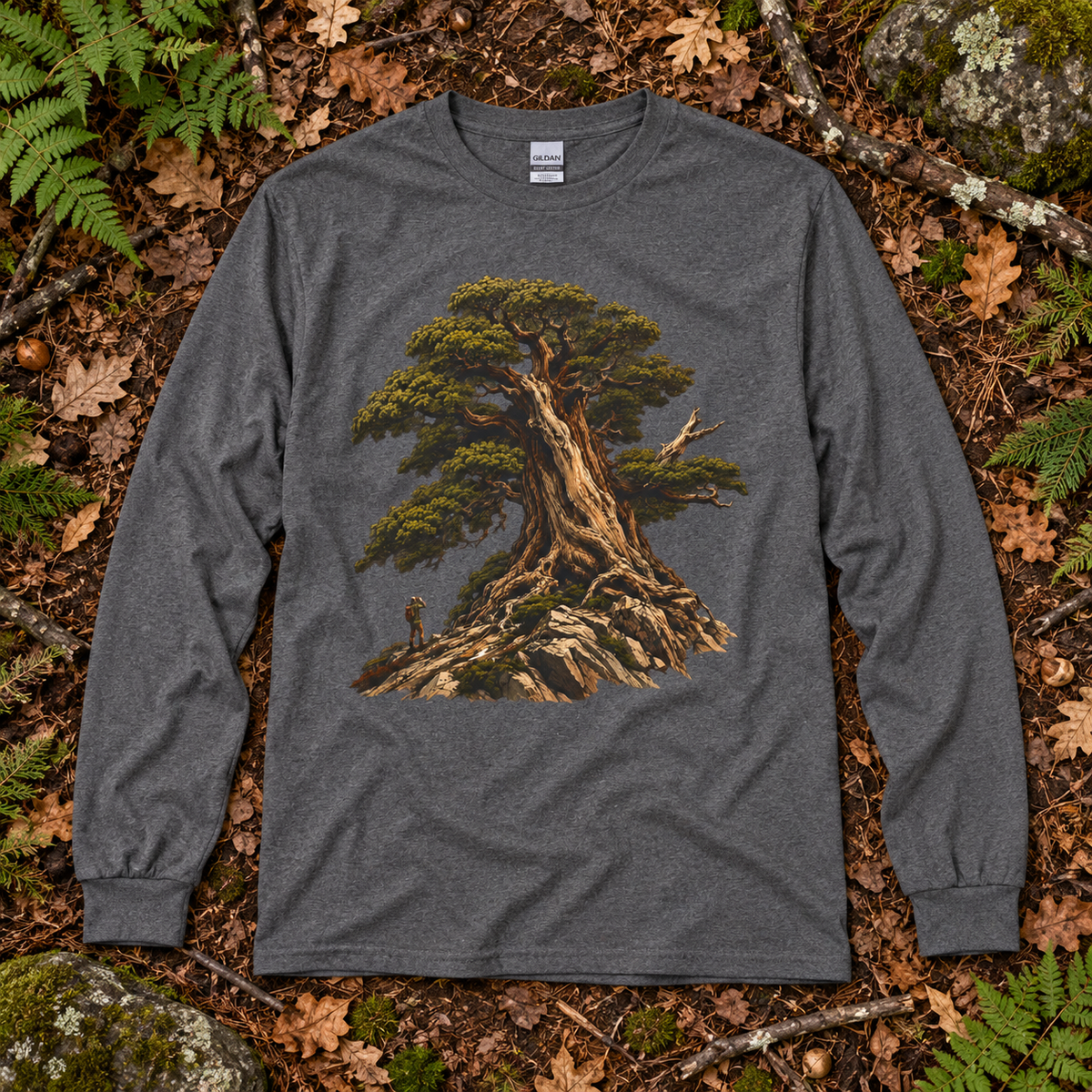 Giant Tree, Little Man Version 5 Long Sleeve T-Shirt