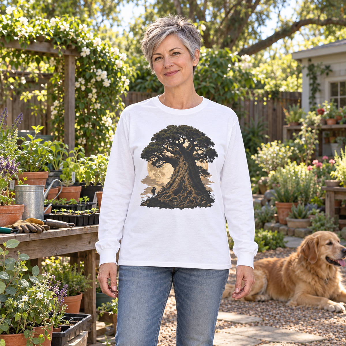 Giant Tree, Little Man Version 4 Long Sleeve T-Shirt