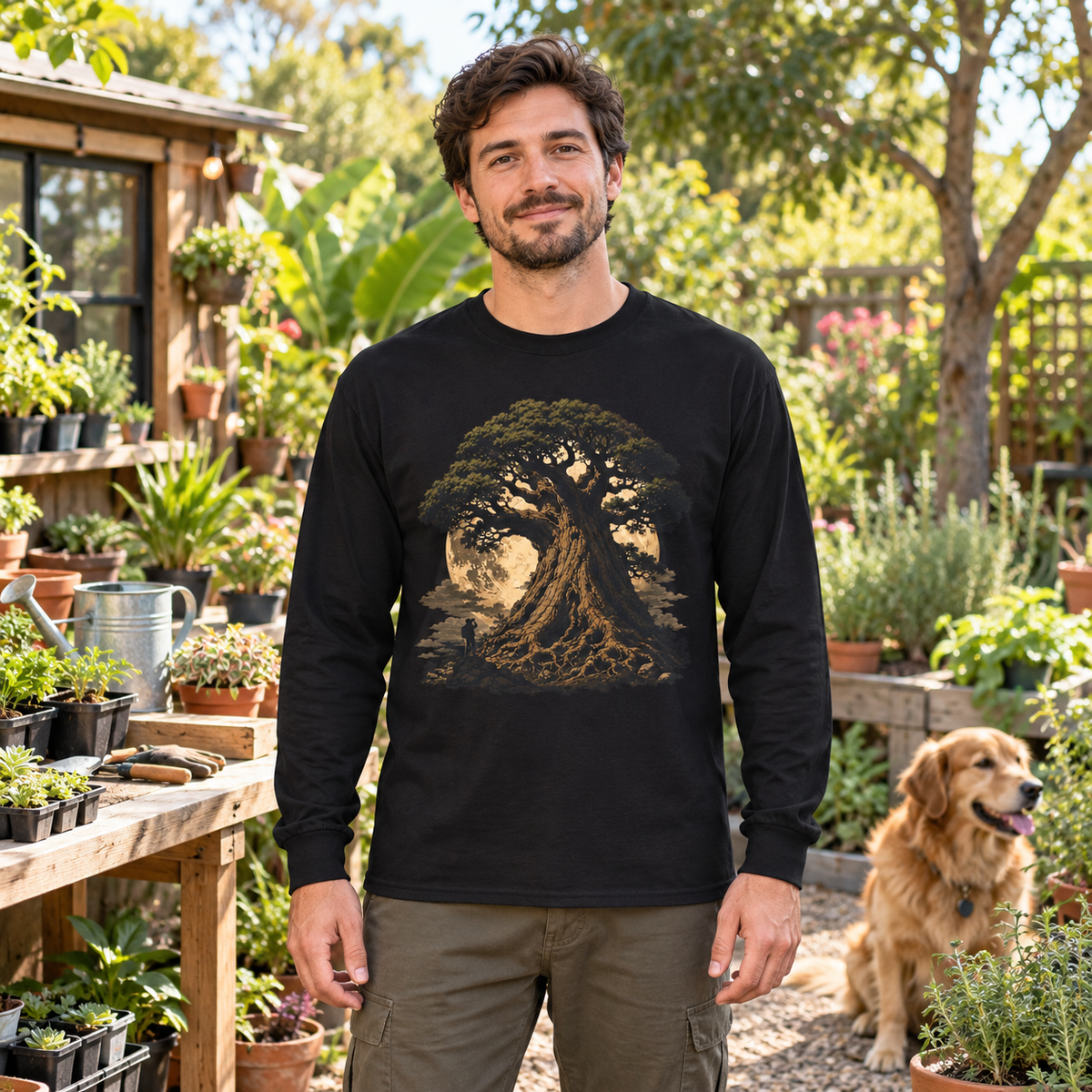 Giant Tree, Little Man Version 4 Long Sleeve T-Shirt