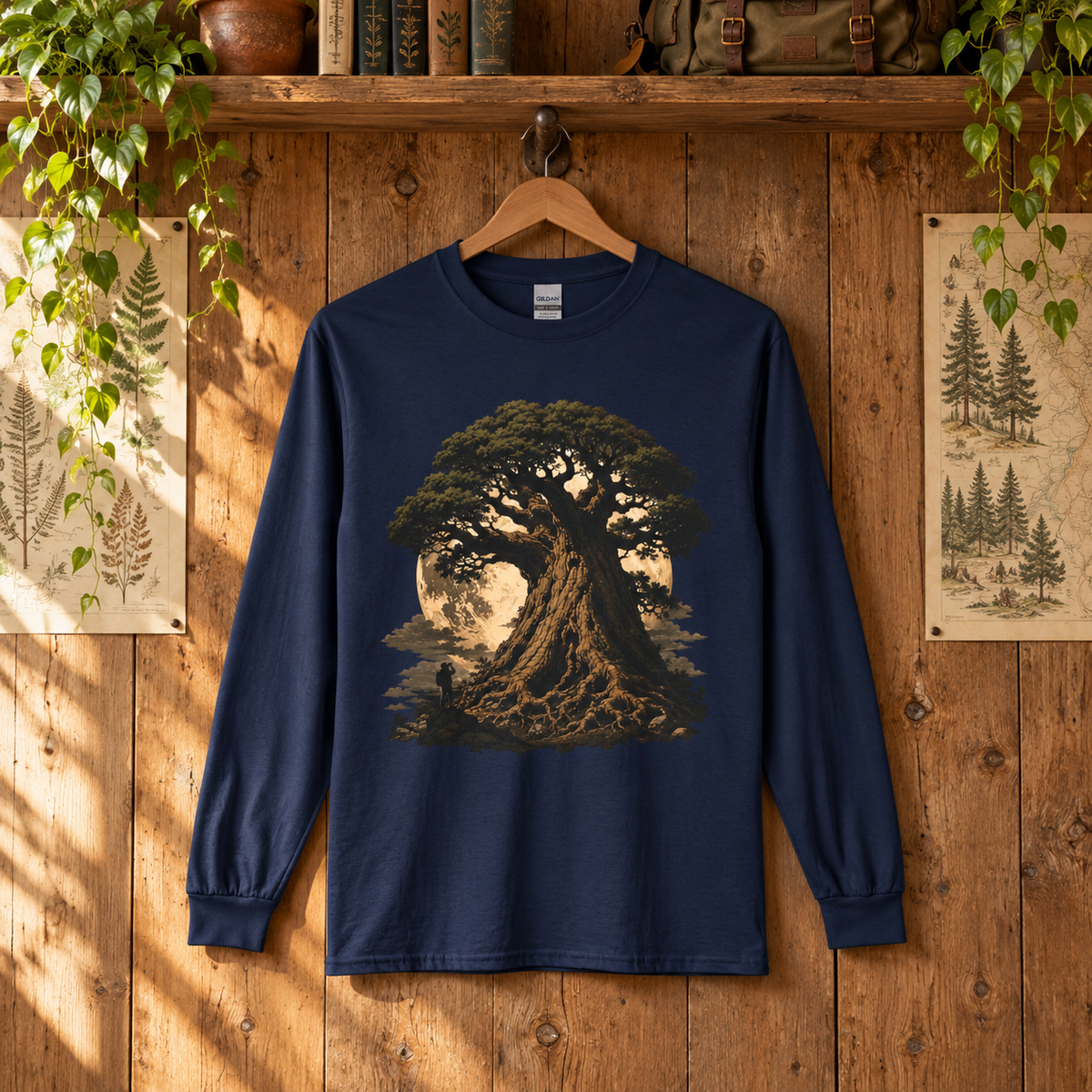 Giant Tree, Little Man Version 4 Long Sleeve T-Shirt