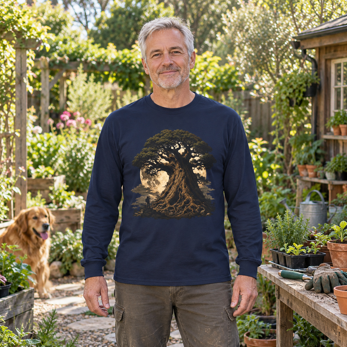 Giant Tree, Little Man Version 4 Long Sleeve T-Shirt