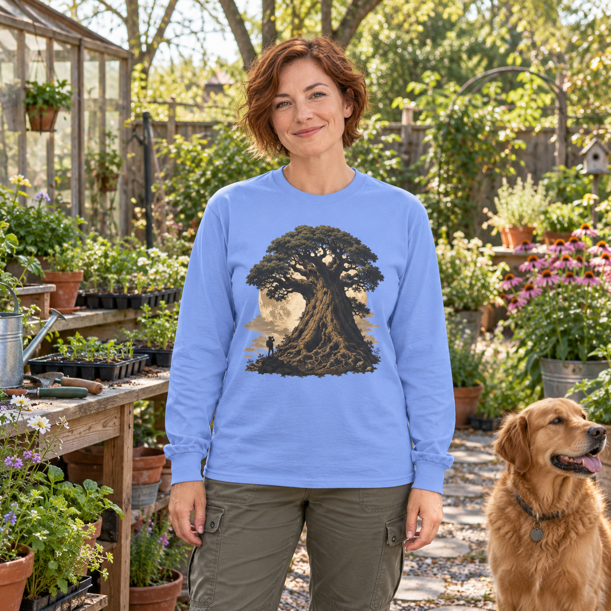 Giant Tree, Little Man Version 4 Long Sleeve T-Shirt