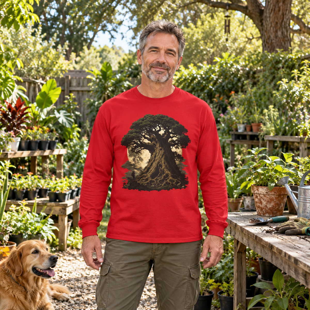 Giant Tree, Little Man Version 4 Long Sleeve T-Shirt