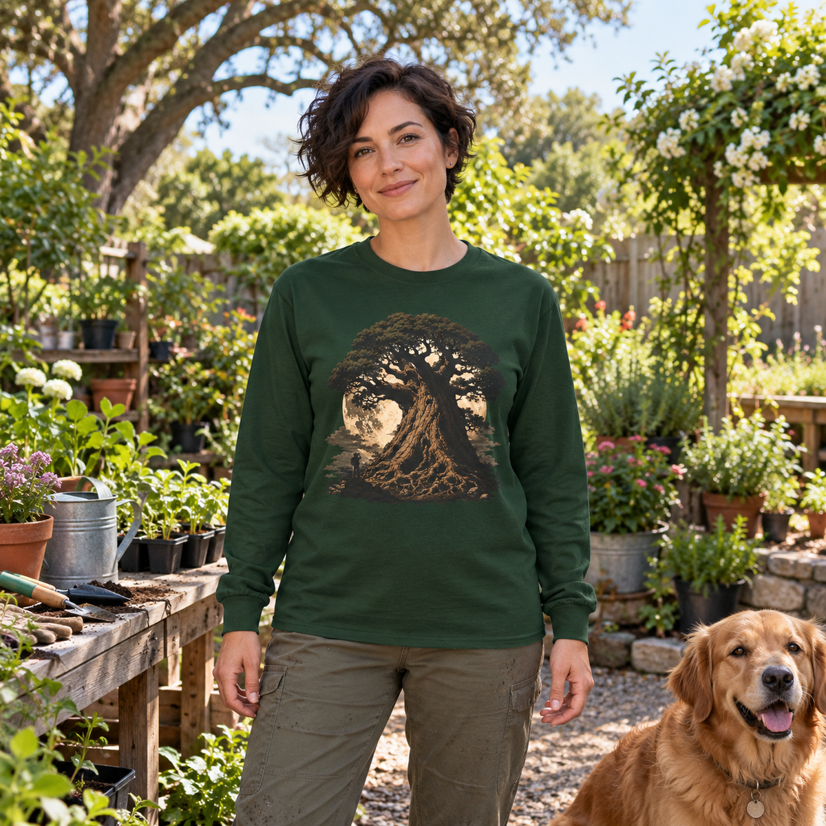 Giant Tree, Little Man Version 4 Long Sleeve T-Shirt