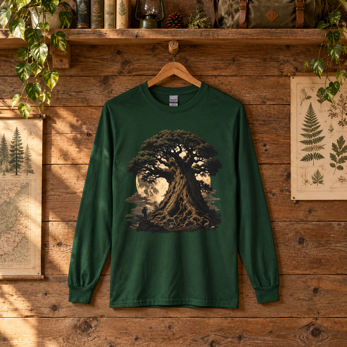 Giant Tree, Little Man Version 4 Long Sleeve T-Shirt