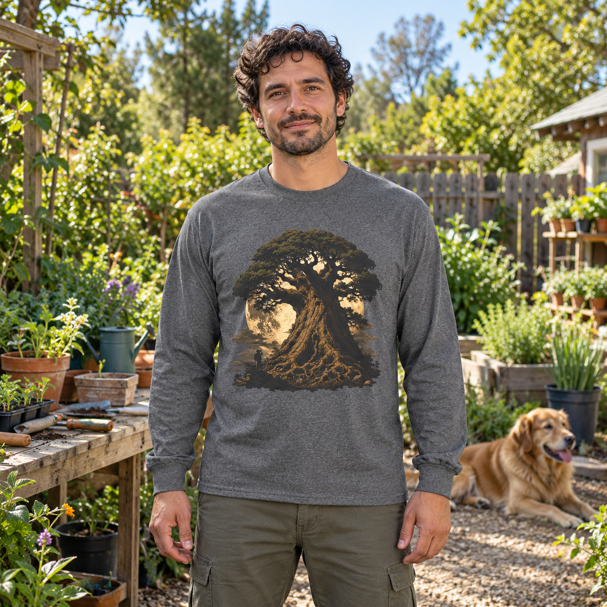 Giant Tree, Little Man Version 4 Long Sleeve T-Shirt