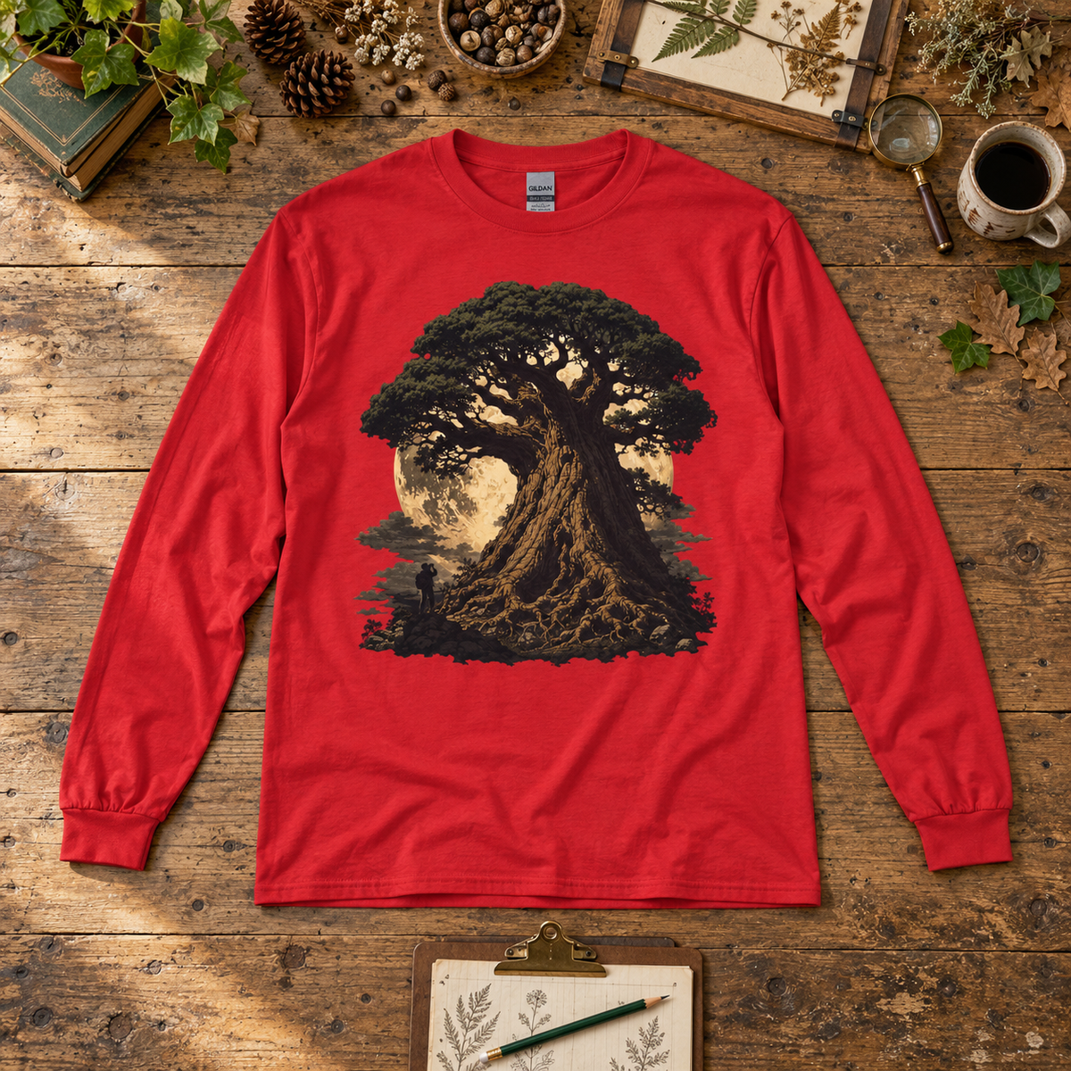 Giant Tree, Little Man Version 4 Long Sleeve T-Shirt