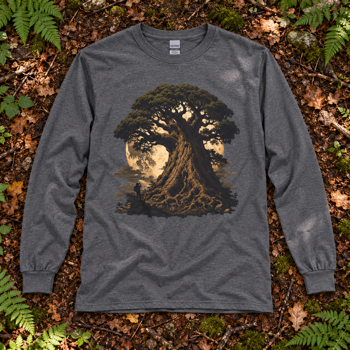 Giant Tree, Little Man Version 4 Long Sleeve T-Shirt