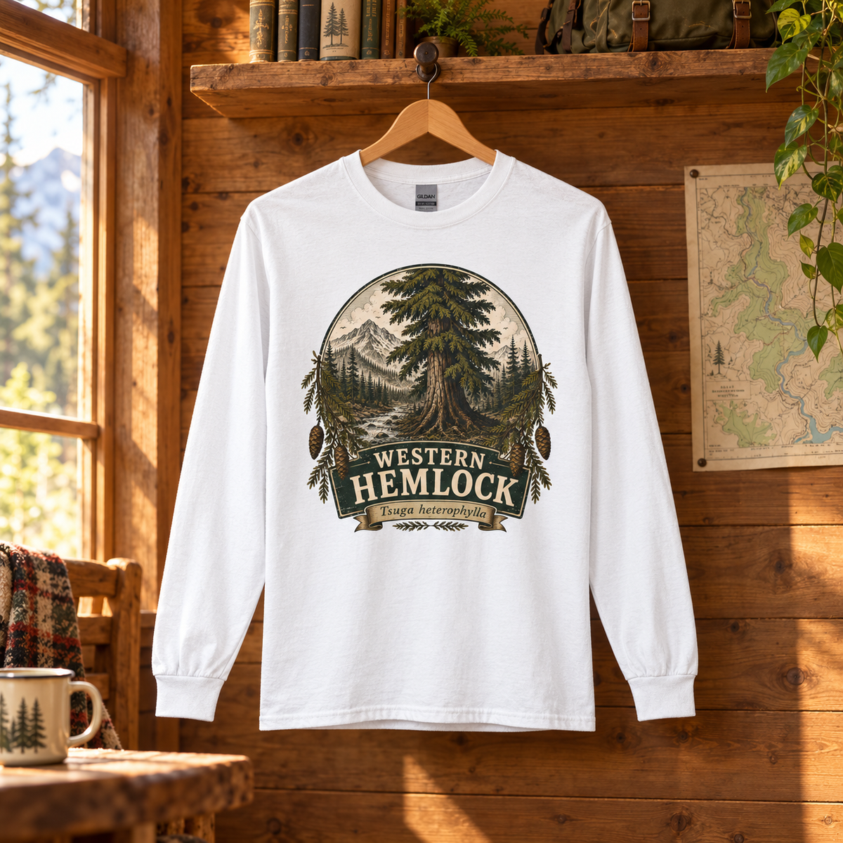 Western Hemlock Tsuga heterophylla Long Sleeve T-Shirt
