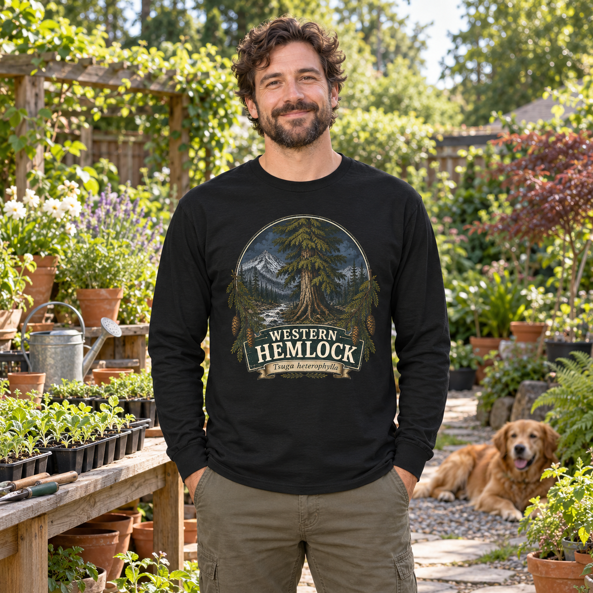 Western Hemlock Tsuga heterophylla Long Sleeve T-Shirt