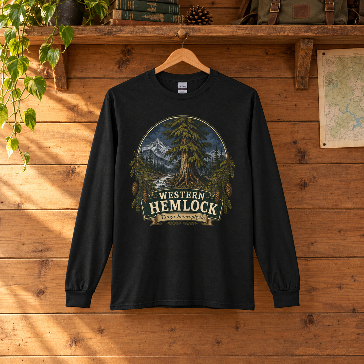 Western Hemlock Tsuga heterophylla Long Sleeve T-Shirt