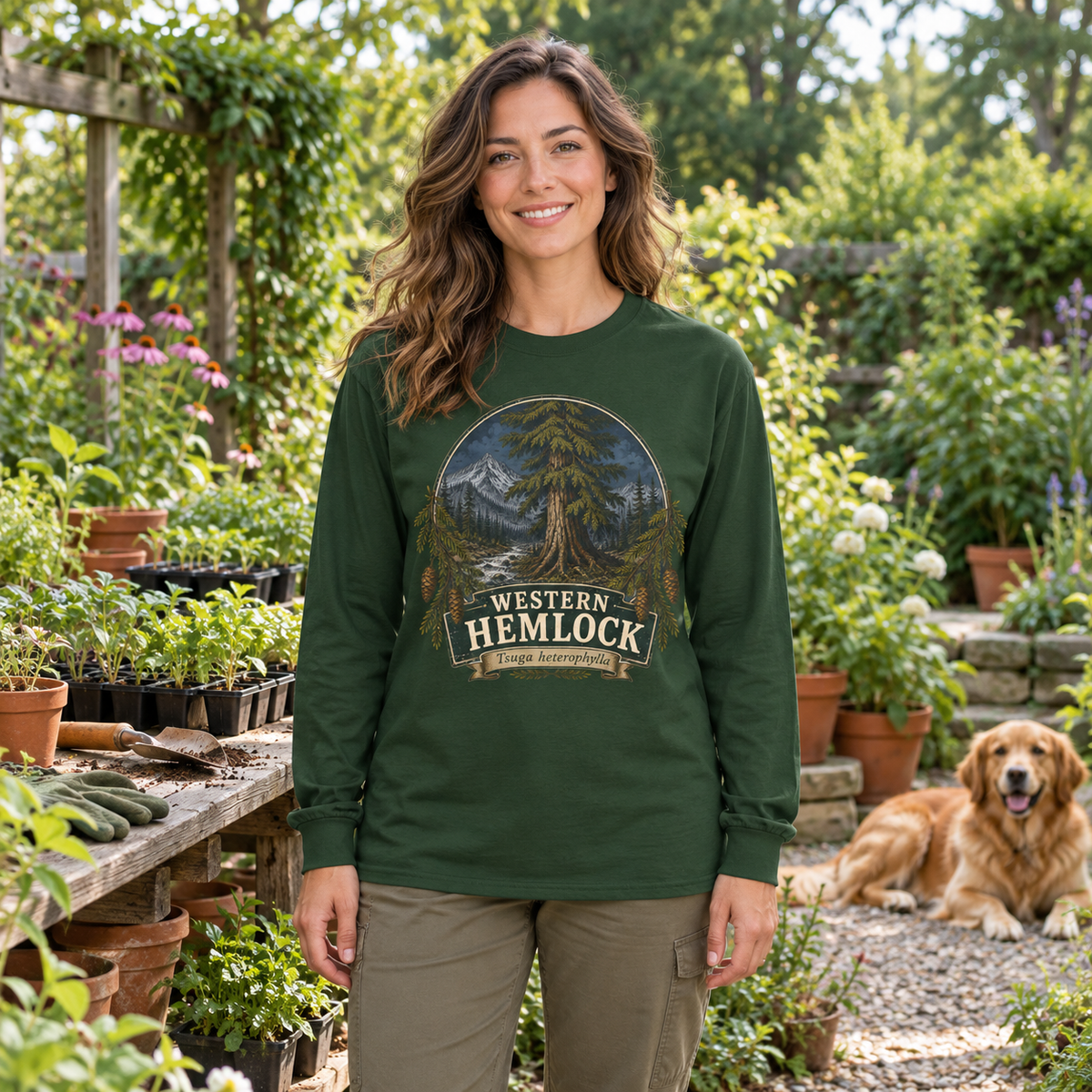 Western Hemlock Tsuga heterophylla Long Sleeve T-Shirt