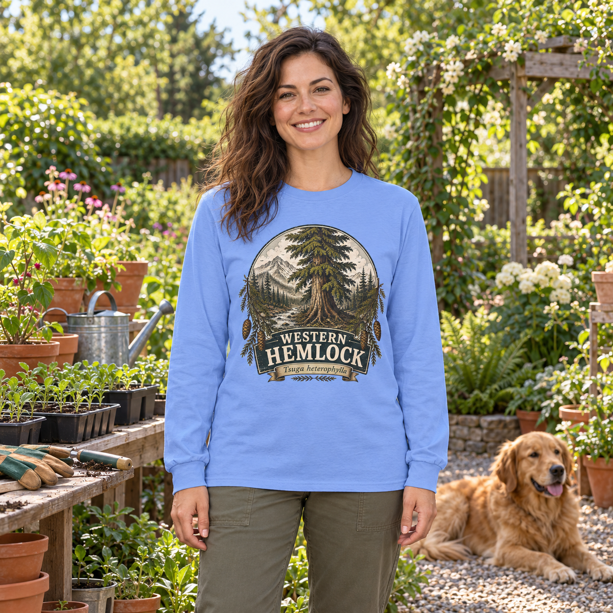 Western Hemlock Tsuga heterophylla Long Sleeve T-Shirt