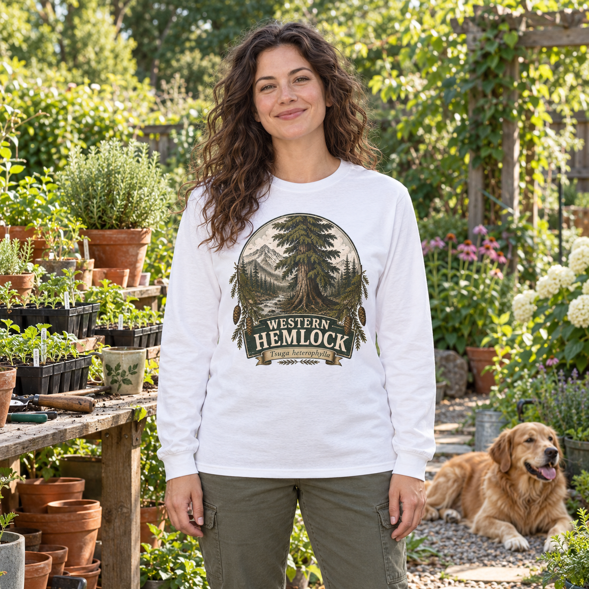 Western Hemlock Tsuga heterophylla Long Sleeve T-Shirt