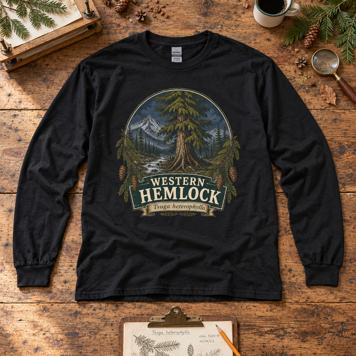 Western Hemlock Tsuga heterophylla Long Sleeve T-Shirt