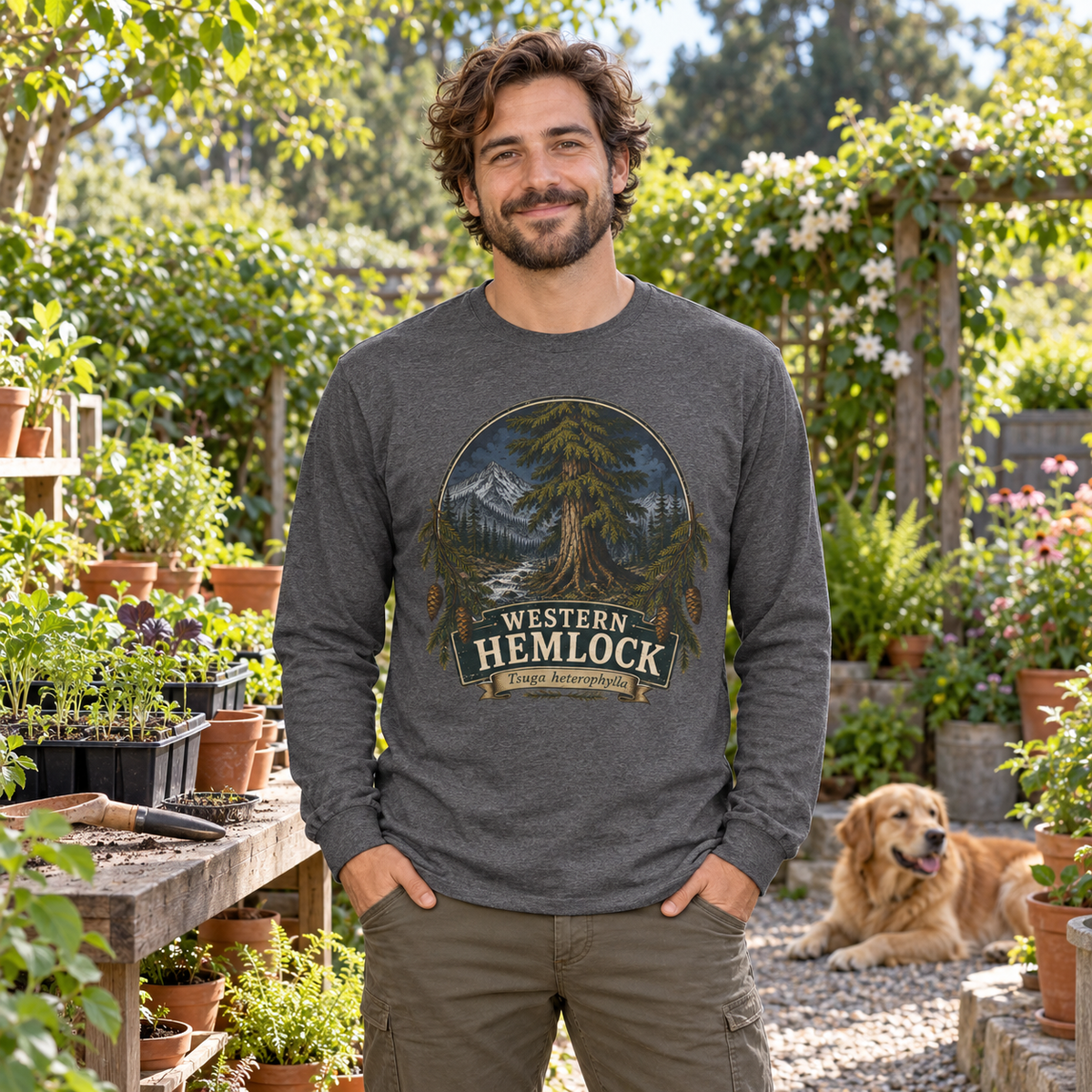 Western Hemlock Tsuga heterophylla Long Sleeve T-Shirt