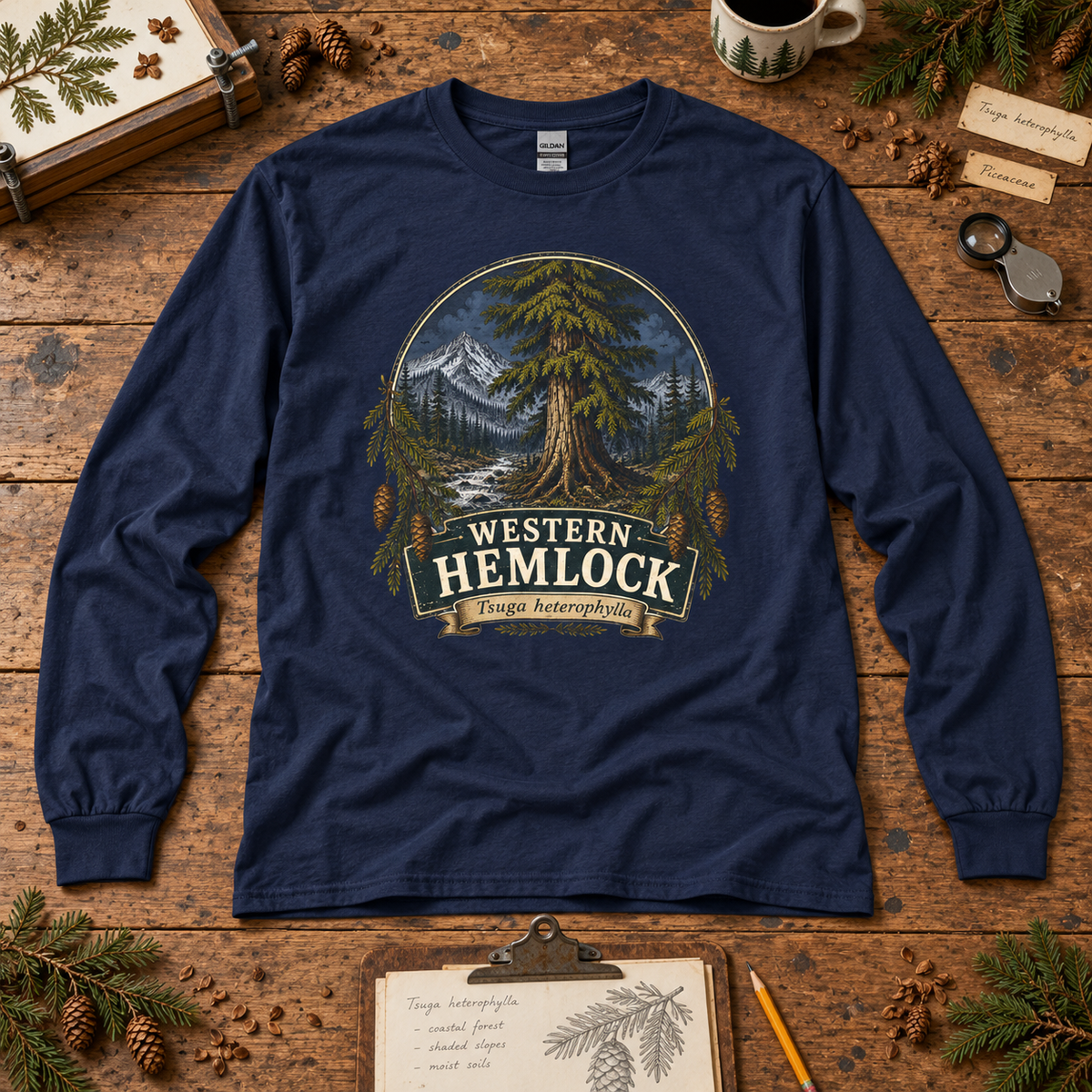Western Hemlock Tsuga heterophylla Long Sleeve T-Shirt