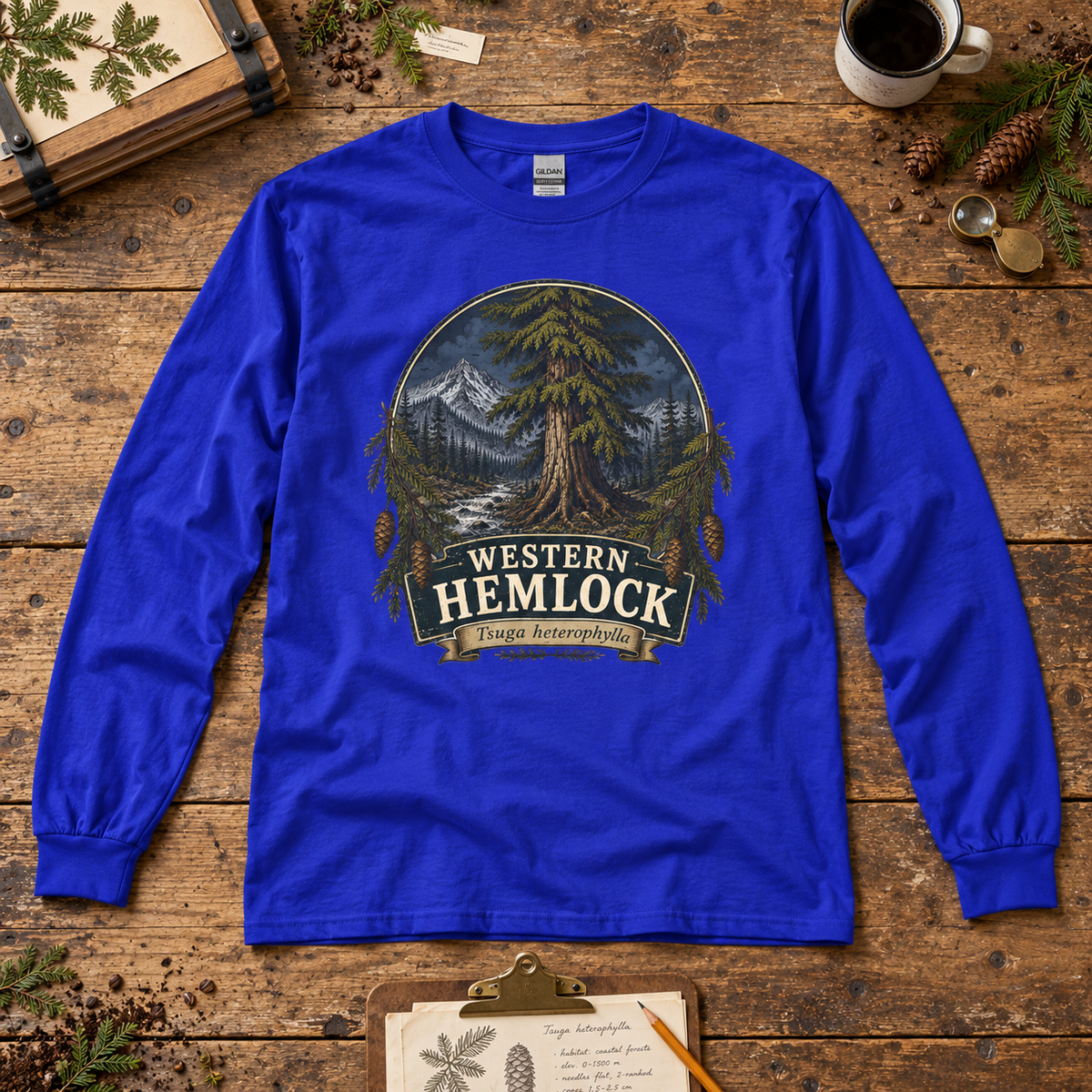 Western Hemlock Tsuga heterophylla Long Sleeve T-Shirt