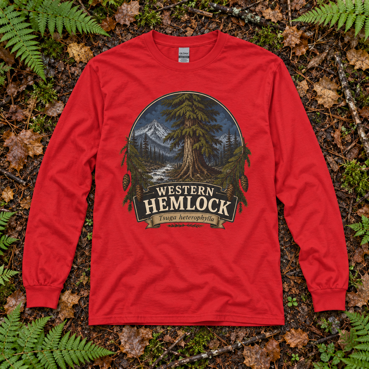 Western Hemlock Tsuga heterophylla Long Sleeve T-Shirt