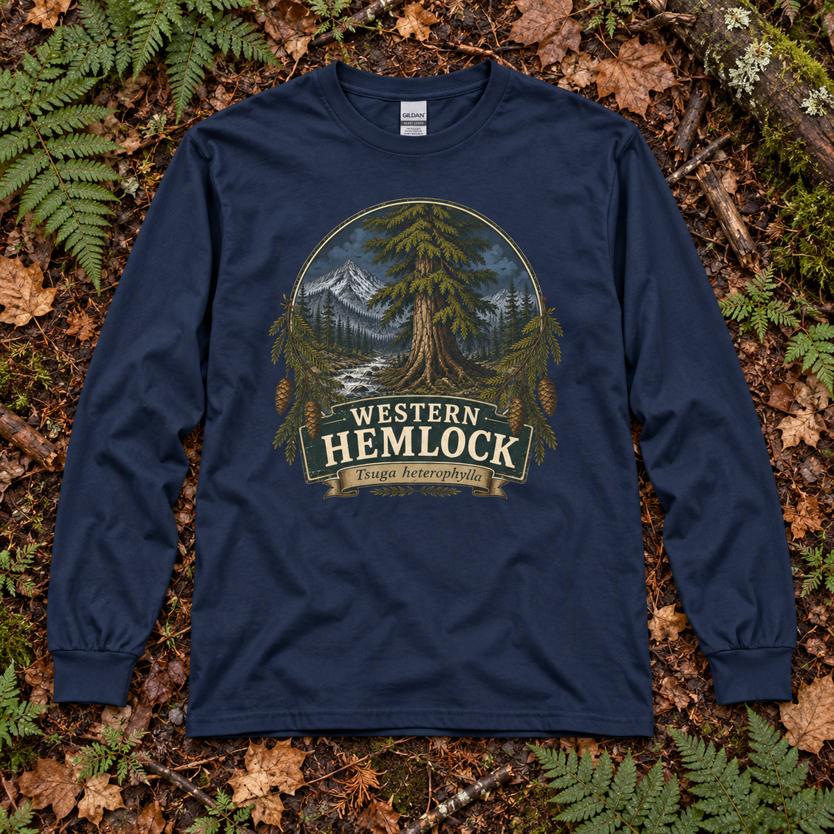 Western Hemlock Tsuga heterophylla Long Sleeve T-Shirt