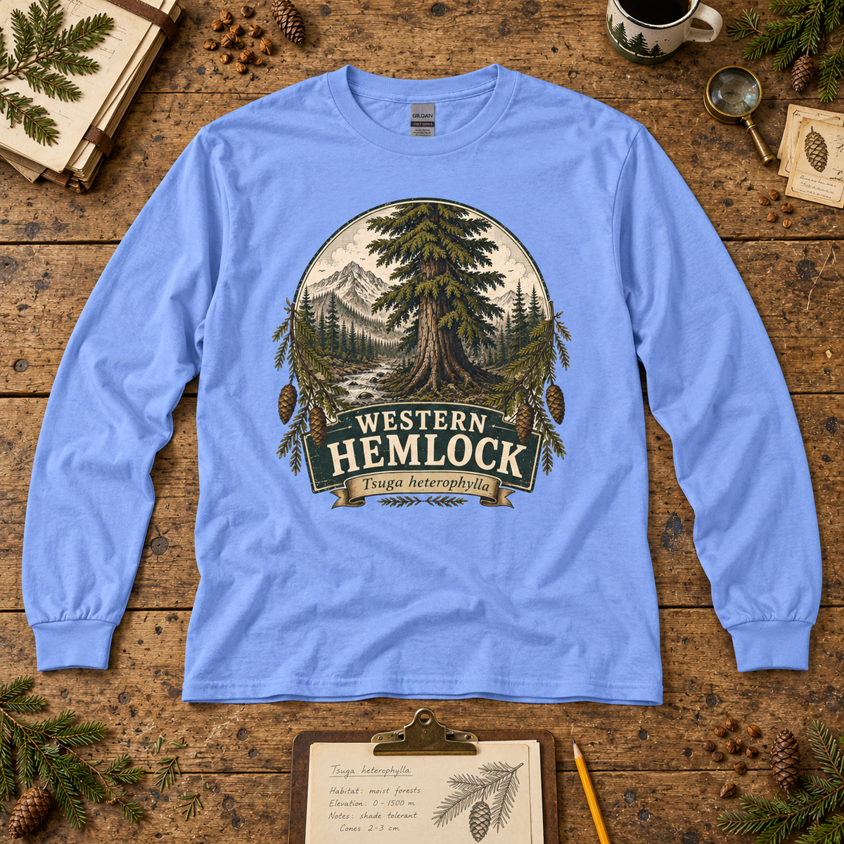 Western Hemlock Tsuga heterophylla Long Sleeve T-Shirt