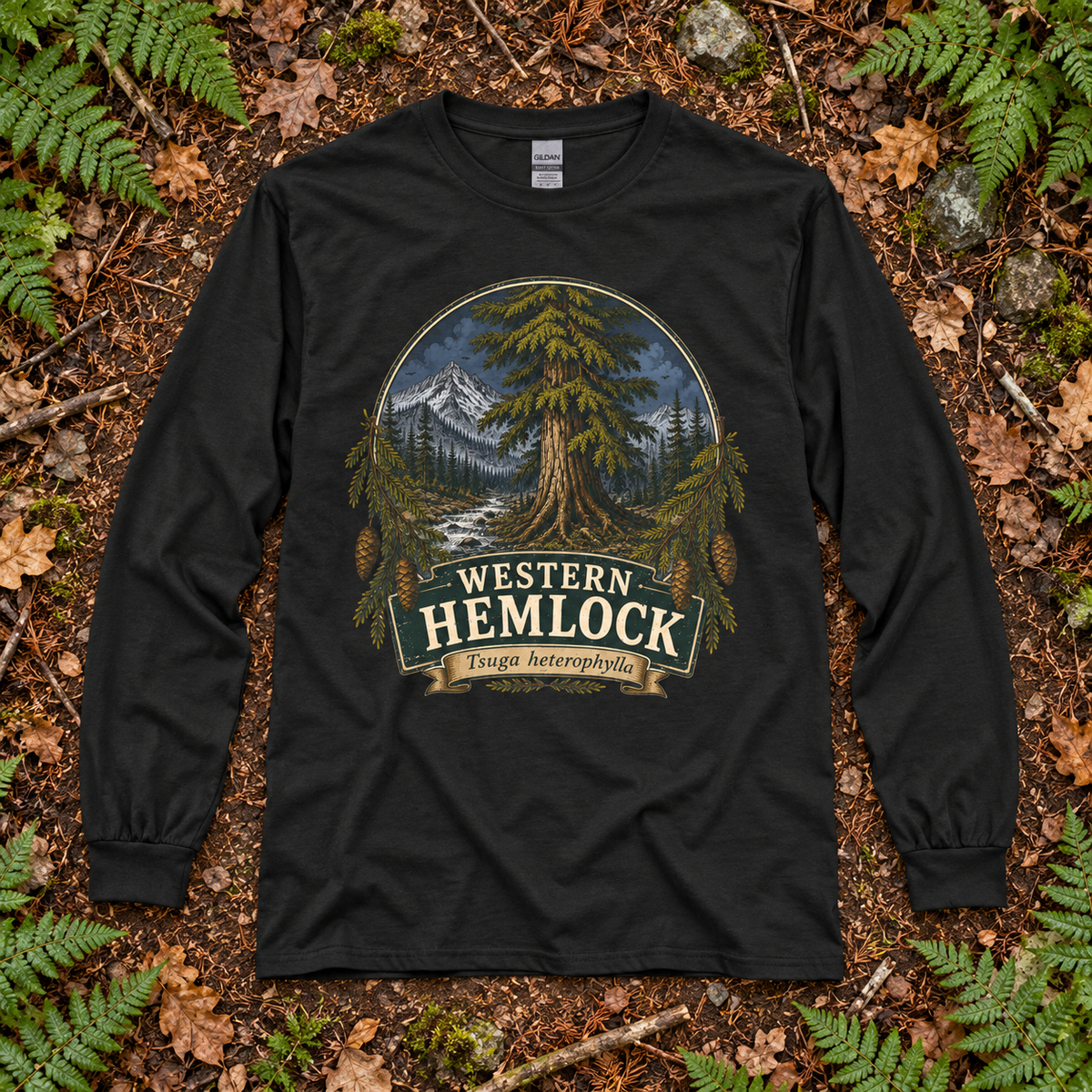 Western Hemlock Tsuga heterophylla Long Sleeve T-Shirt