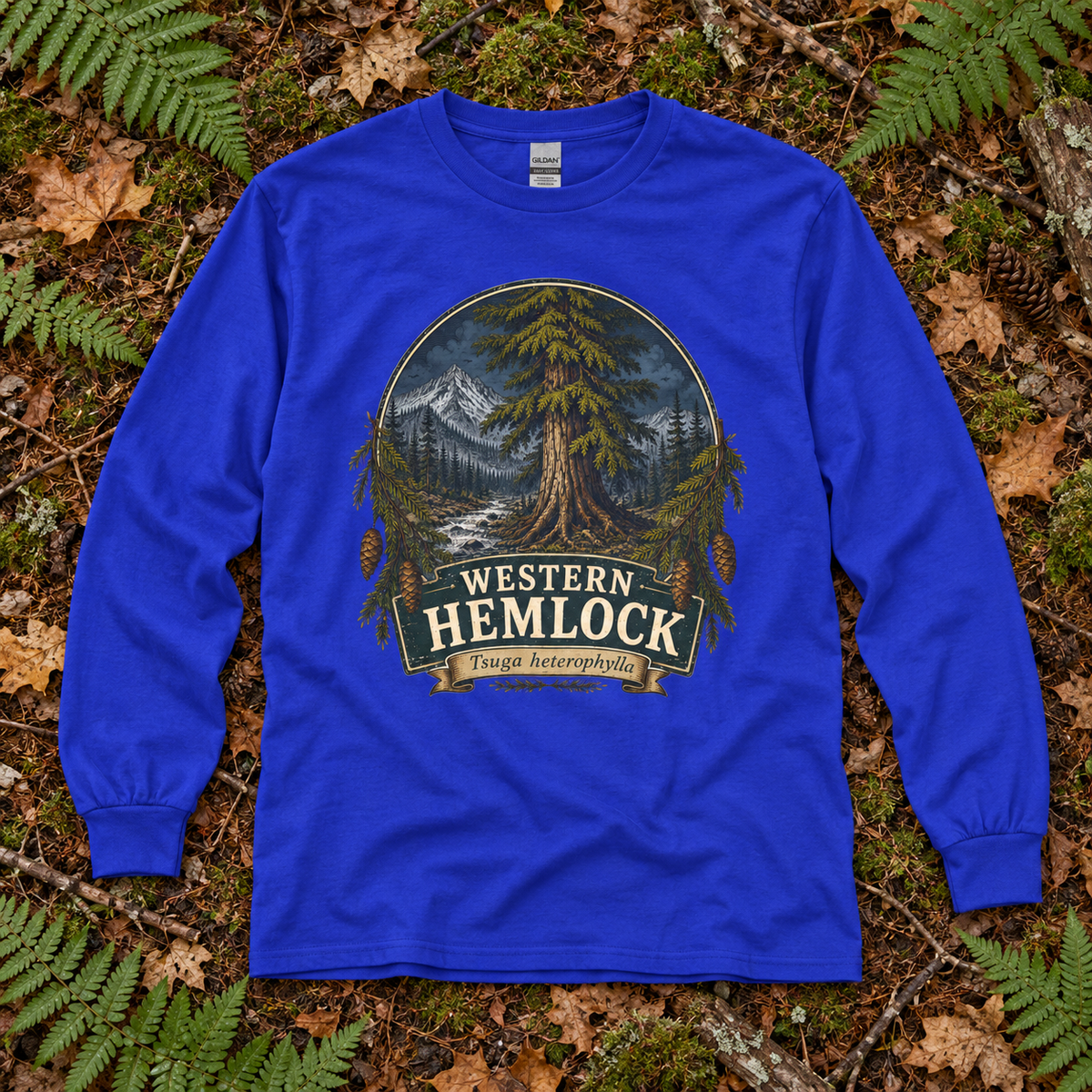 Western Hemlock Tsuga heterophylla Long Sleeve T-Shirt