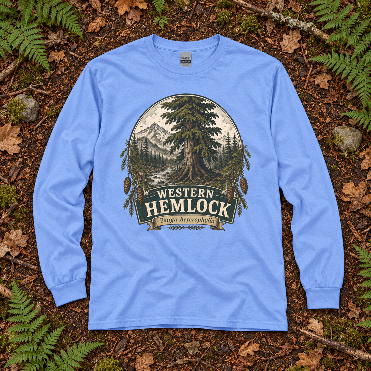 Western Hemlock Tsuga heterophylla Long Sleeve T-Shirt