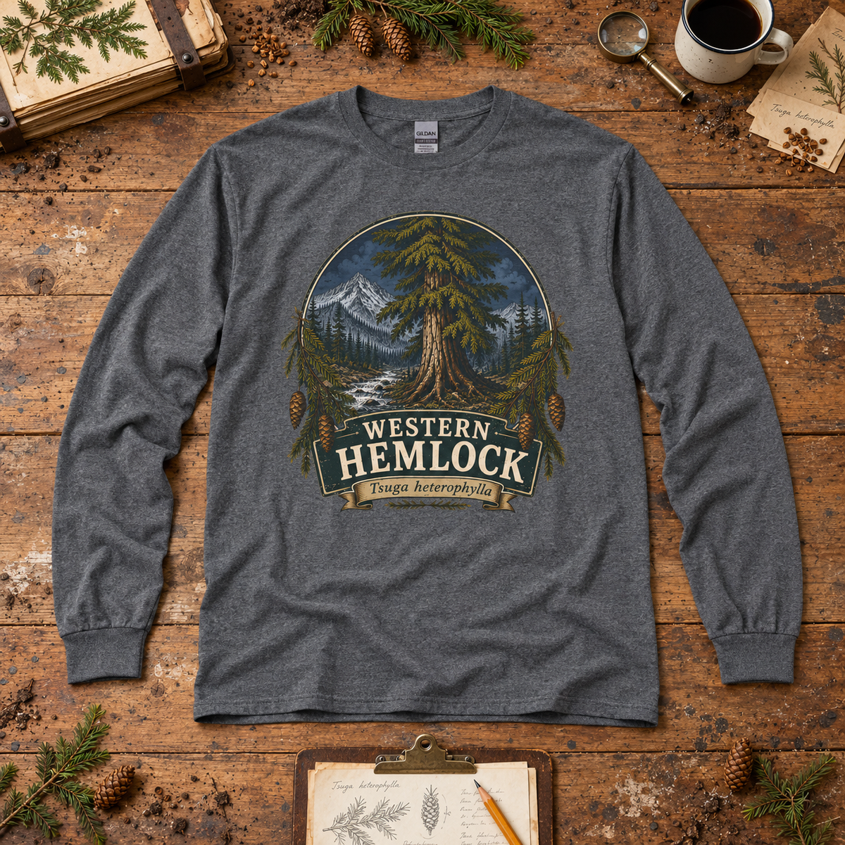 Western Hemlock Tsuga heterophylla Long Sleeve T-Shirt