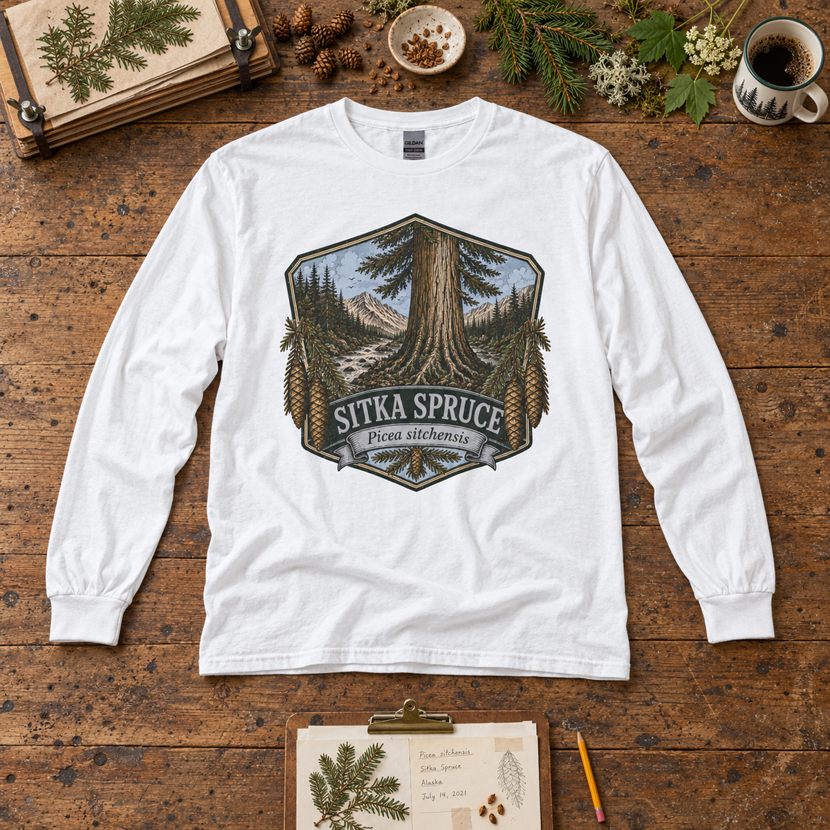 Sitka Spruce, Picea sitchensis Long Sleeve T-Shirt