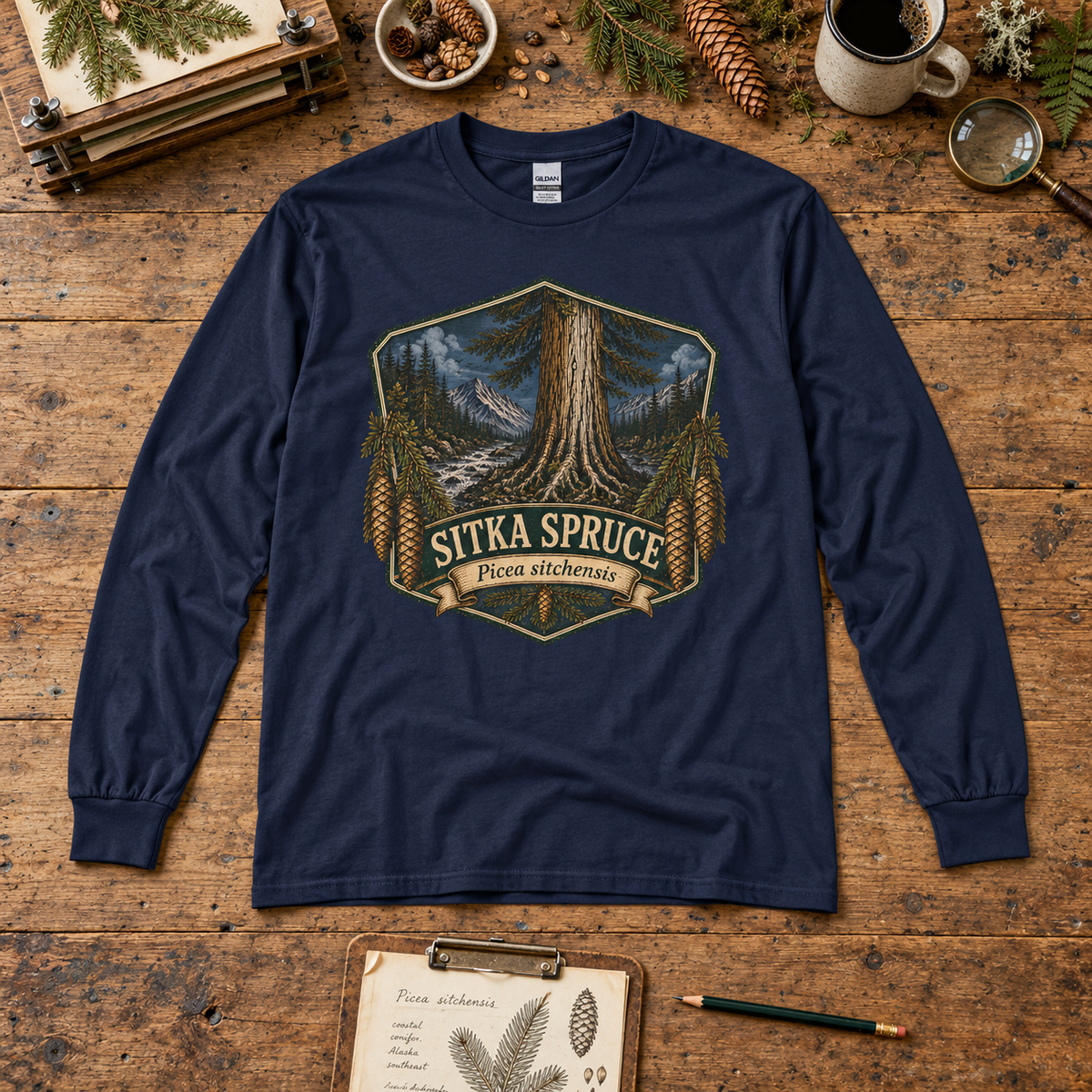 Sitka Spruce, Picea sitchensis Long Sleeve T-Shirt