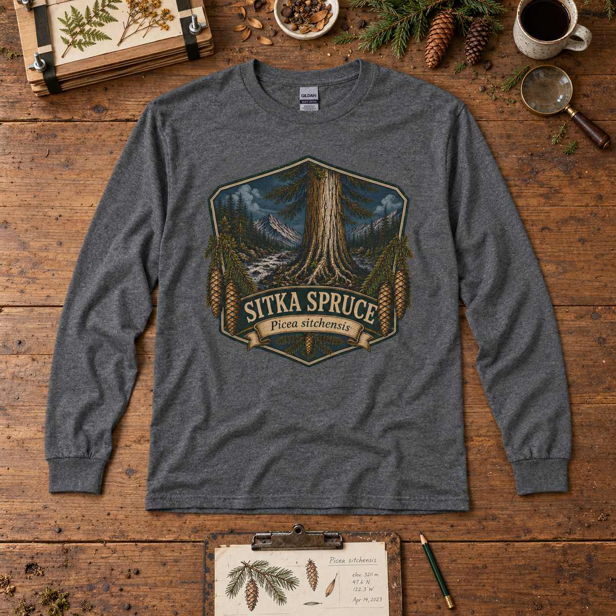 Sitka Spruce, Picea sitchensis Long Sleeve T-Shirt