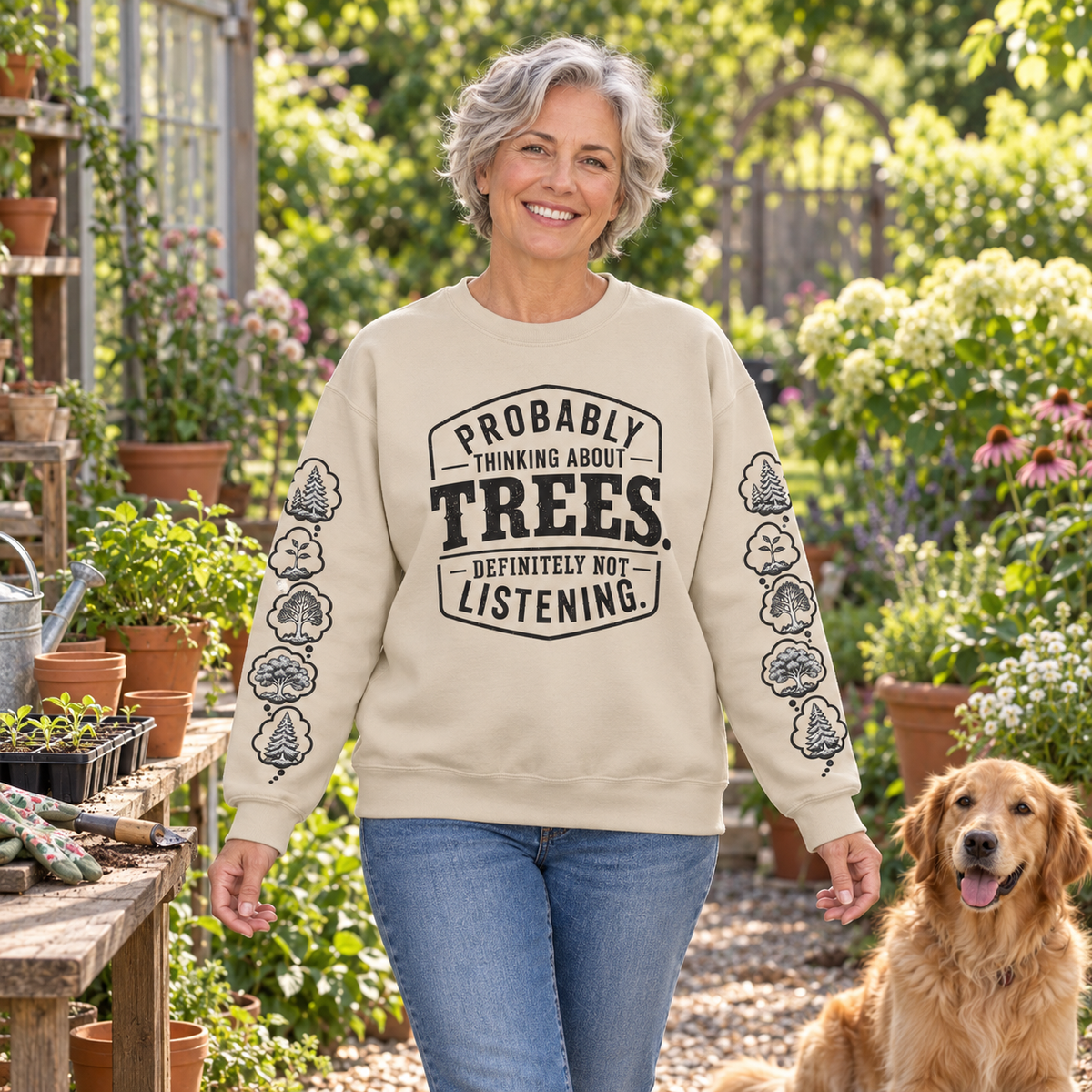 Probably Thinking About Trees, Definitely not Listening Version 1 Sweatshirt