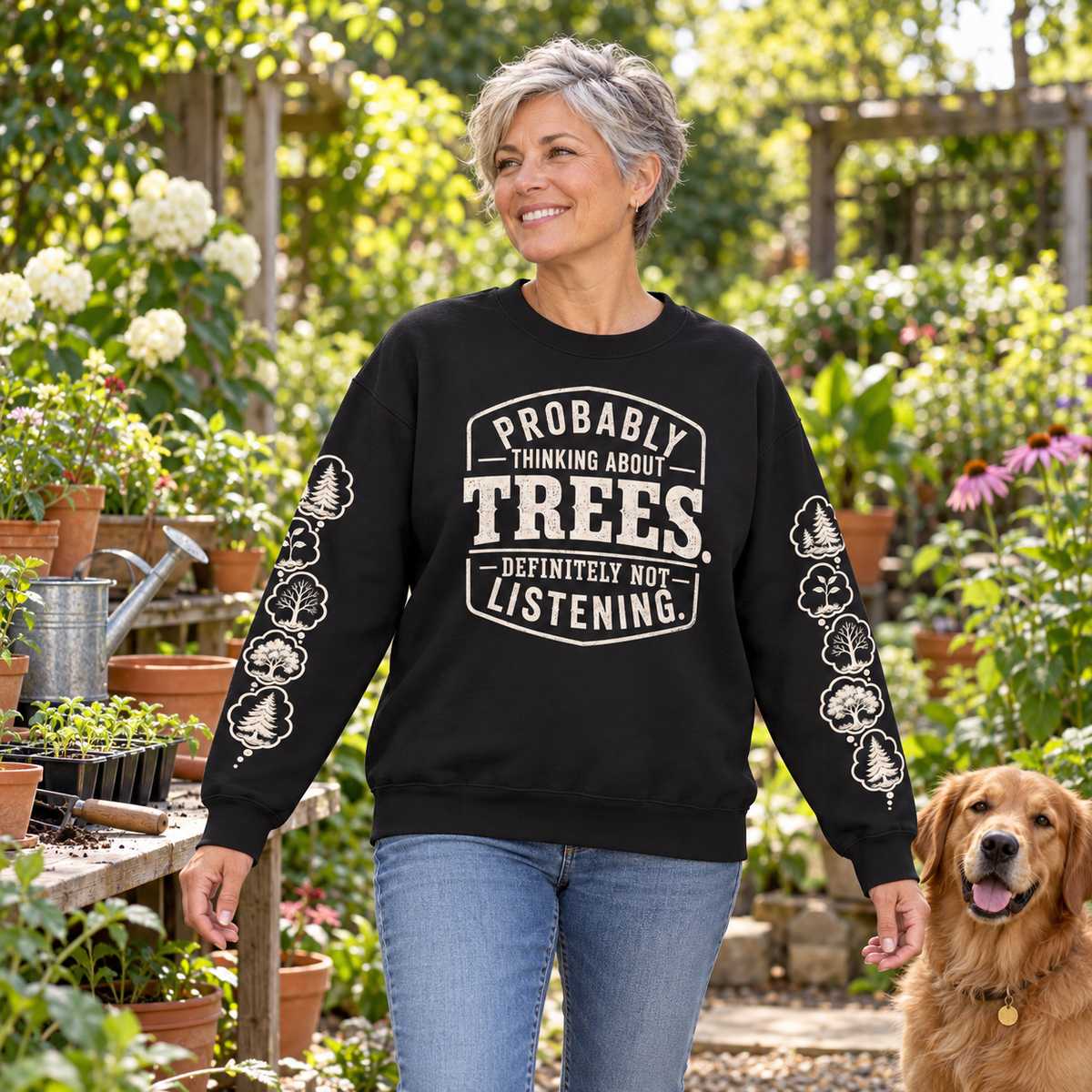 Probably Thinking About Trees, Definitely not Listening Version 1 Sweatshirt