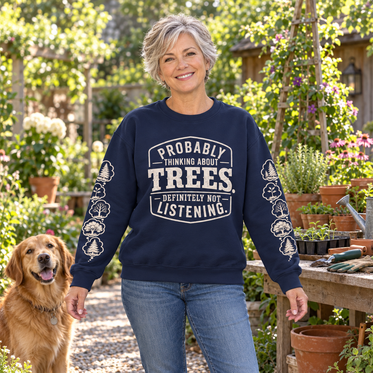 Probably Thinking About Trees, Definitely not Listening Version 1 Sweatshirt