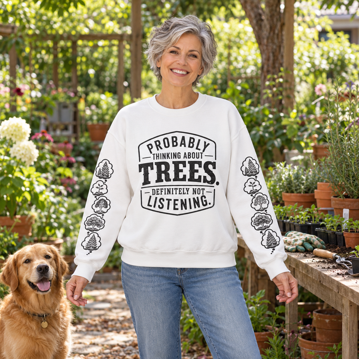 Probably Thinking About Trees, Definitely not Listening Version 1 Sweatshirt