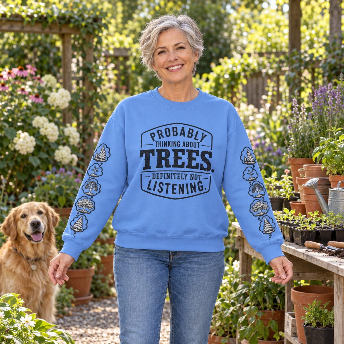 Probably Thinking About Trees, Definitely not Listening Version 1 Sweatshirt