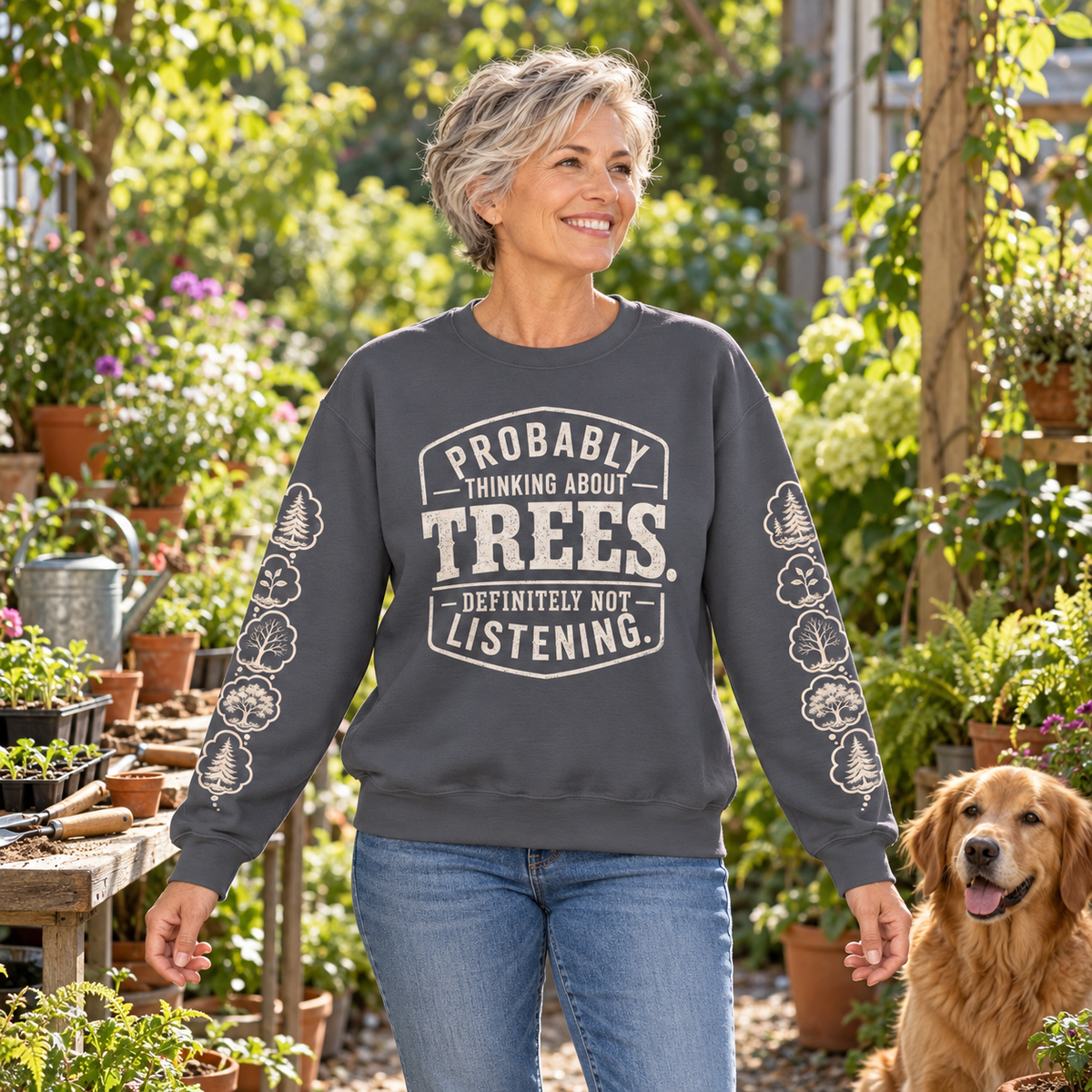 Probably Thinking About Trees, Definitely not Listening Version 1 Sweatshirt