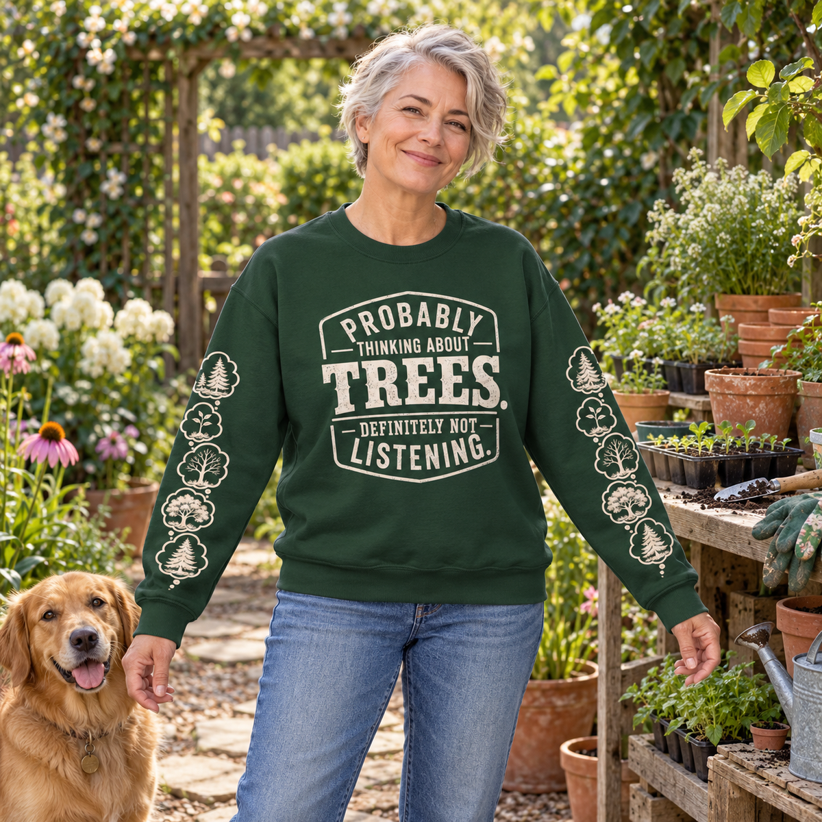Probably Thinking About Trees, Definitely not Listening Version 1 Sweatshirt