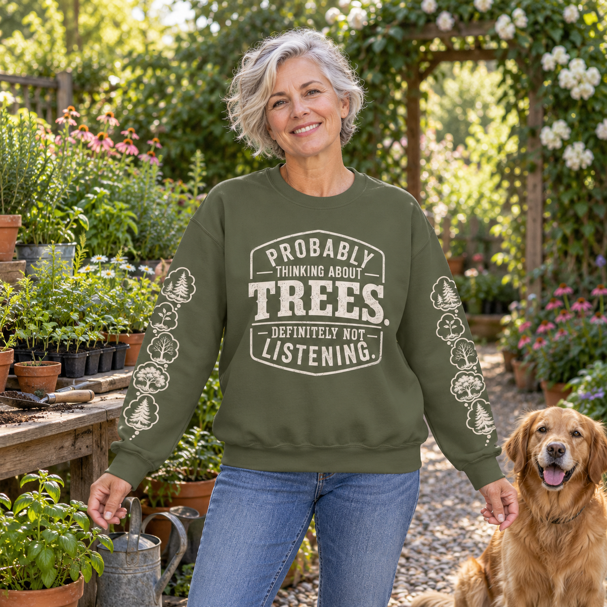 Probably Thinking About Trees, Definitely not Listening Version 1 Sweatshirt