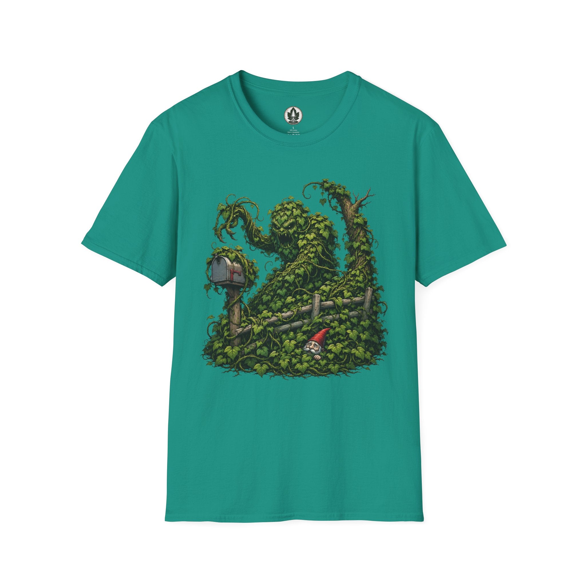 Kudzu Vine Monster with Garden Gnome Version 1 T‑Shirt