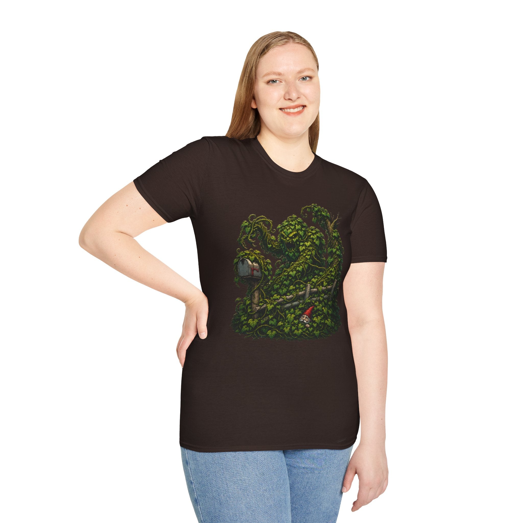 Kudzu Vine Monster with Garden Gnome Version 1 T‑Shirt