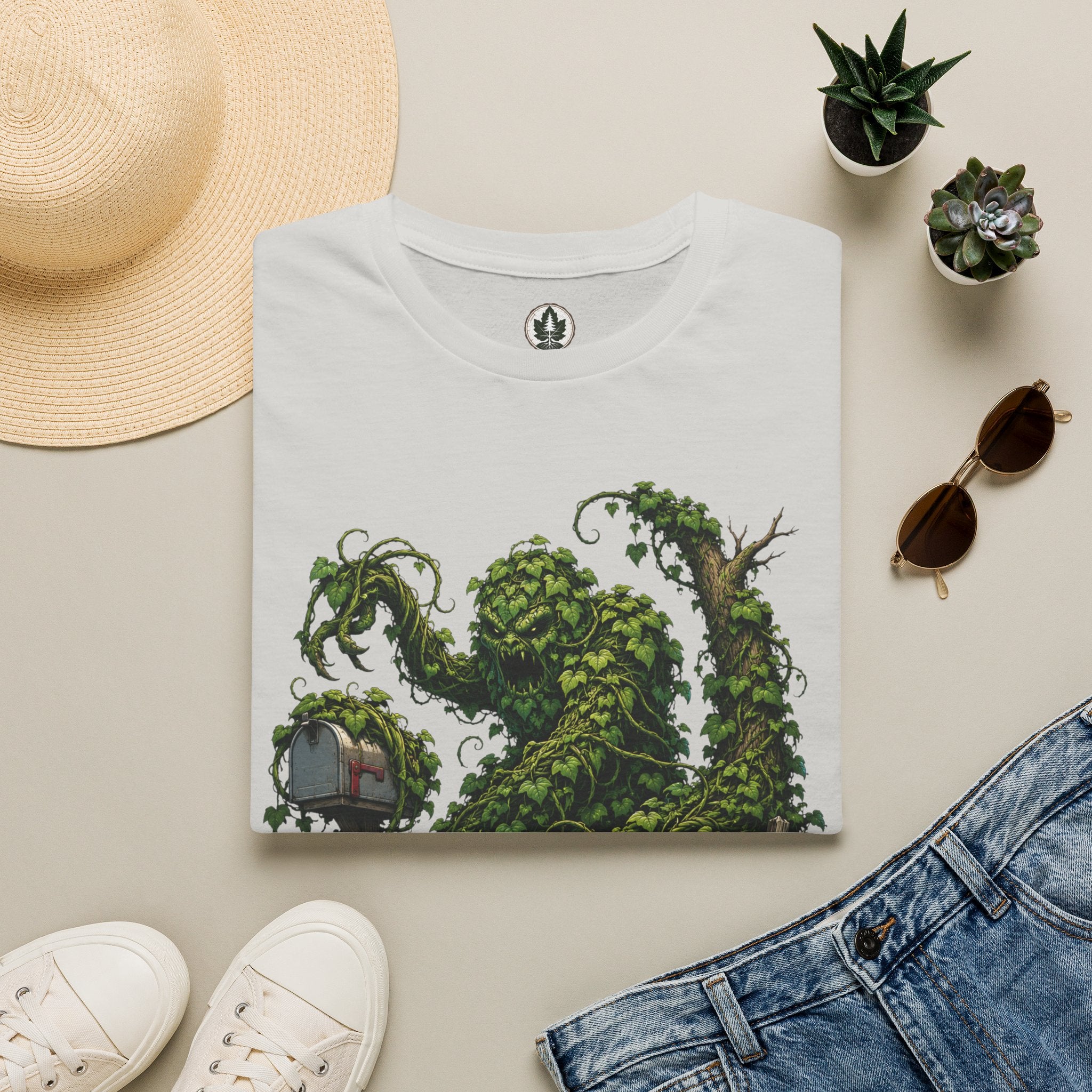 Kudzu Vine Monster with Garden Gnome Version 1 T‑Shirt