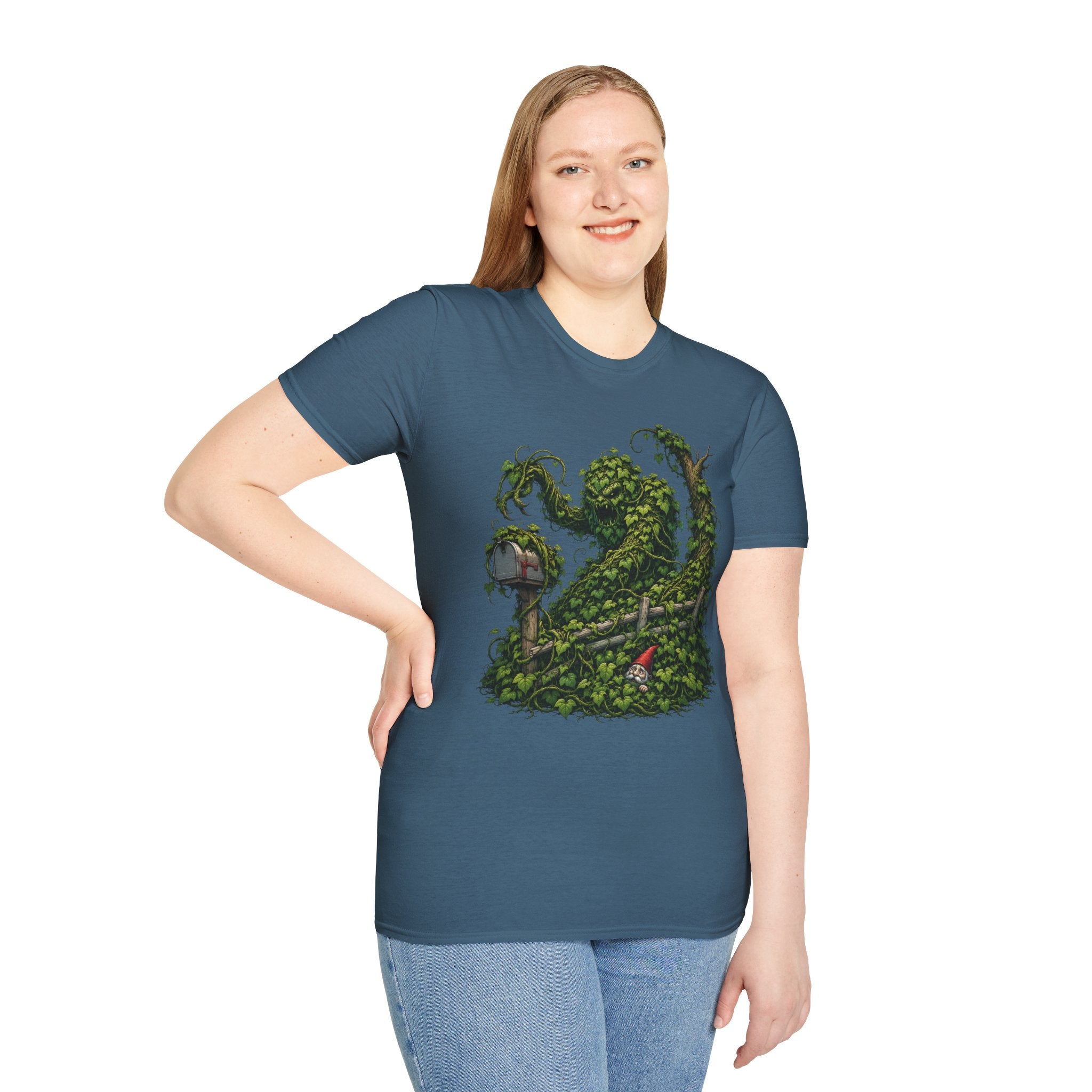 Kudzu Vine Monster with Garden Gnome Version 1 T‑Shirt
