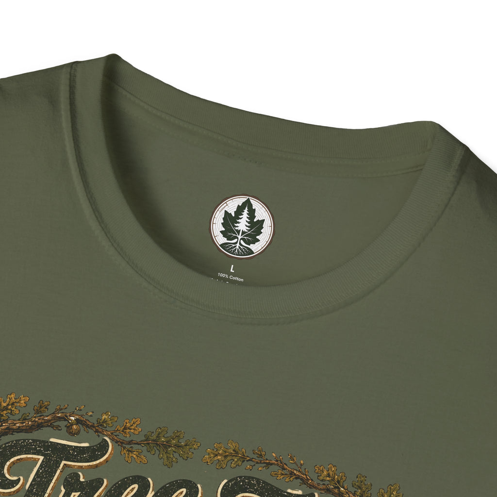Tree Zen Version 2 Tree Rings and Oak Leaves background T‑Shirt